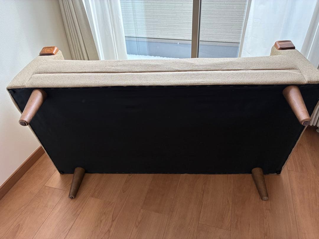 ベージュ ファブリックソファ 2人掛け