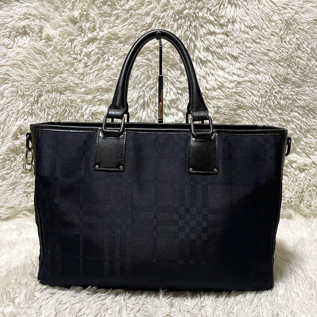 【良品】Burberry バーバリー　ブリーフケース　キャンバス　ブラック　黒