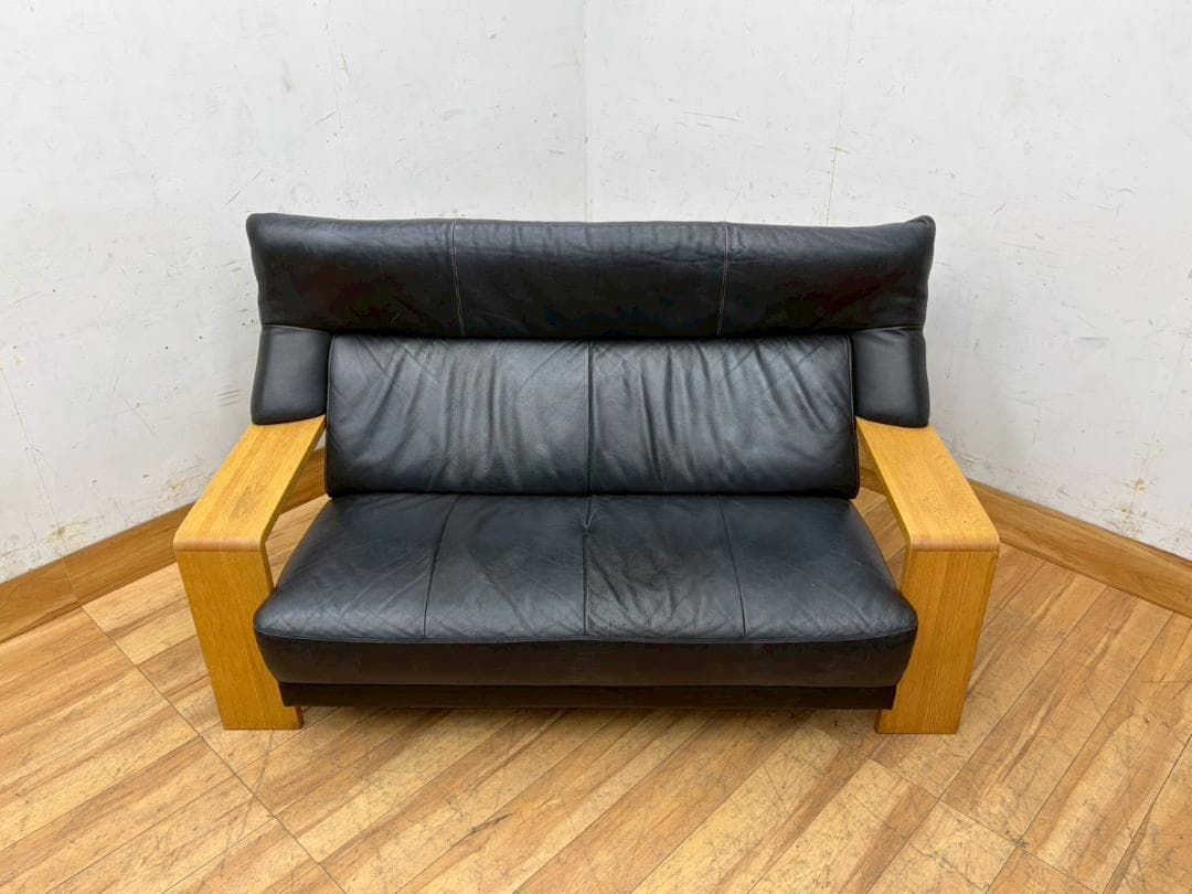T7959☆karimoku☆カリモク☆チターノ☆本革☆レザー☆2人掛けソファ