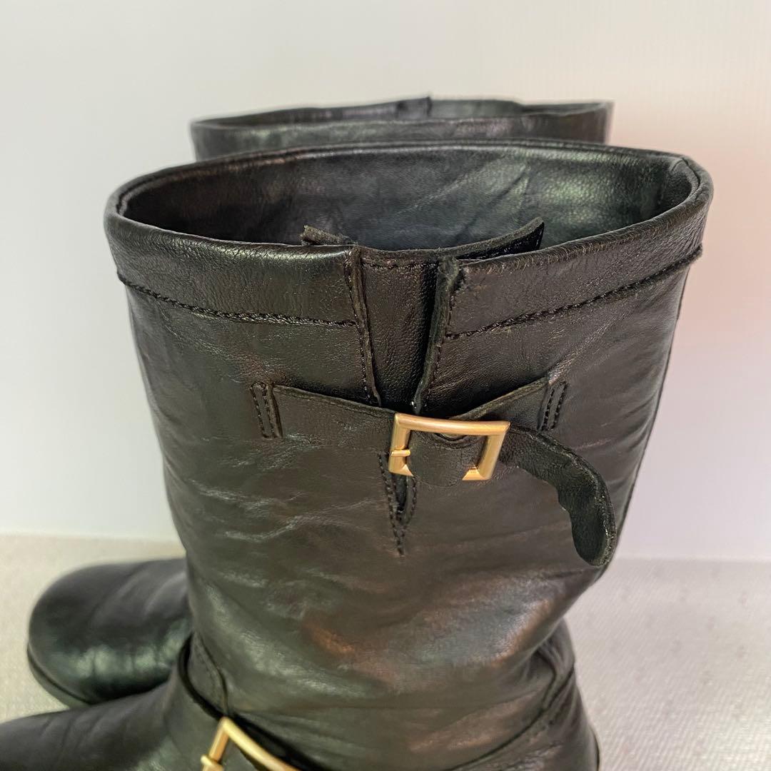 JIMMY CHOO イタリア製 ロゴプレート付 エンジニアブーツ37 1/2