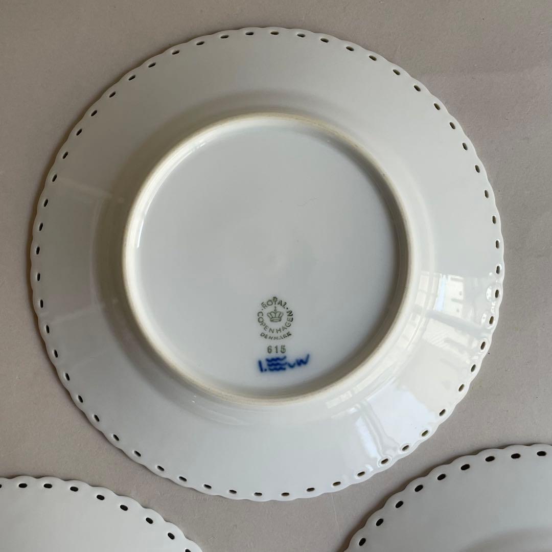 ロイヤルコペンハーゲン ブルーフルーテッド フルレース プレート 15cm 3枚
