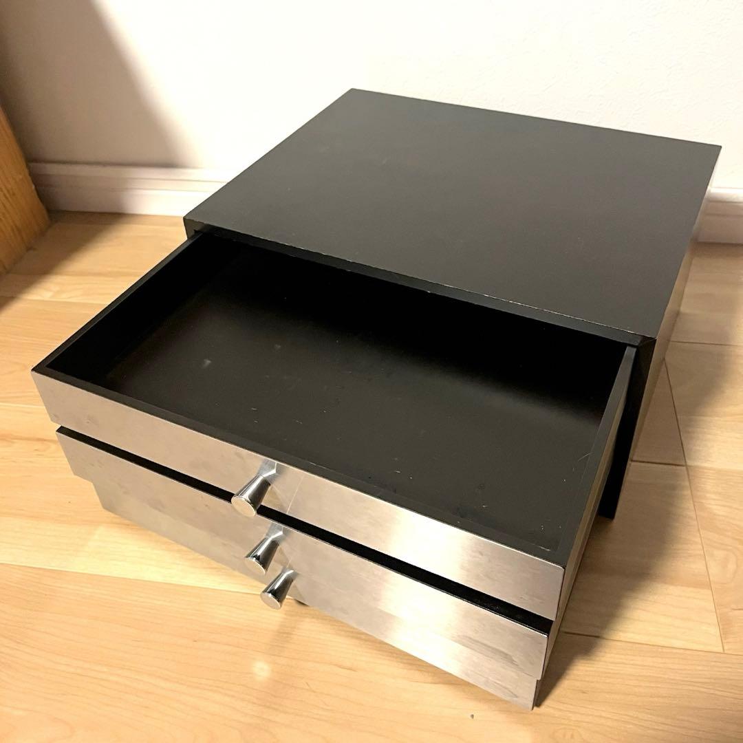 ミッドセンチュリー　3層収納BOX 引き出し式　ステンレス