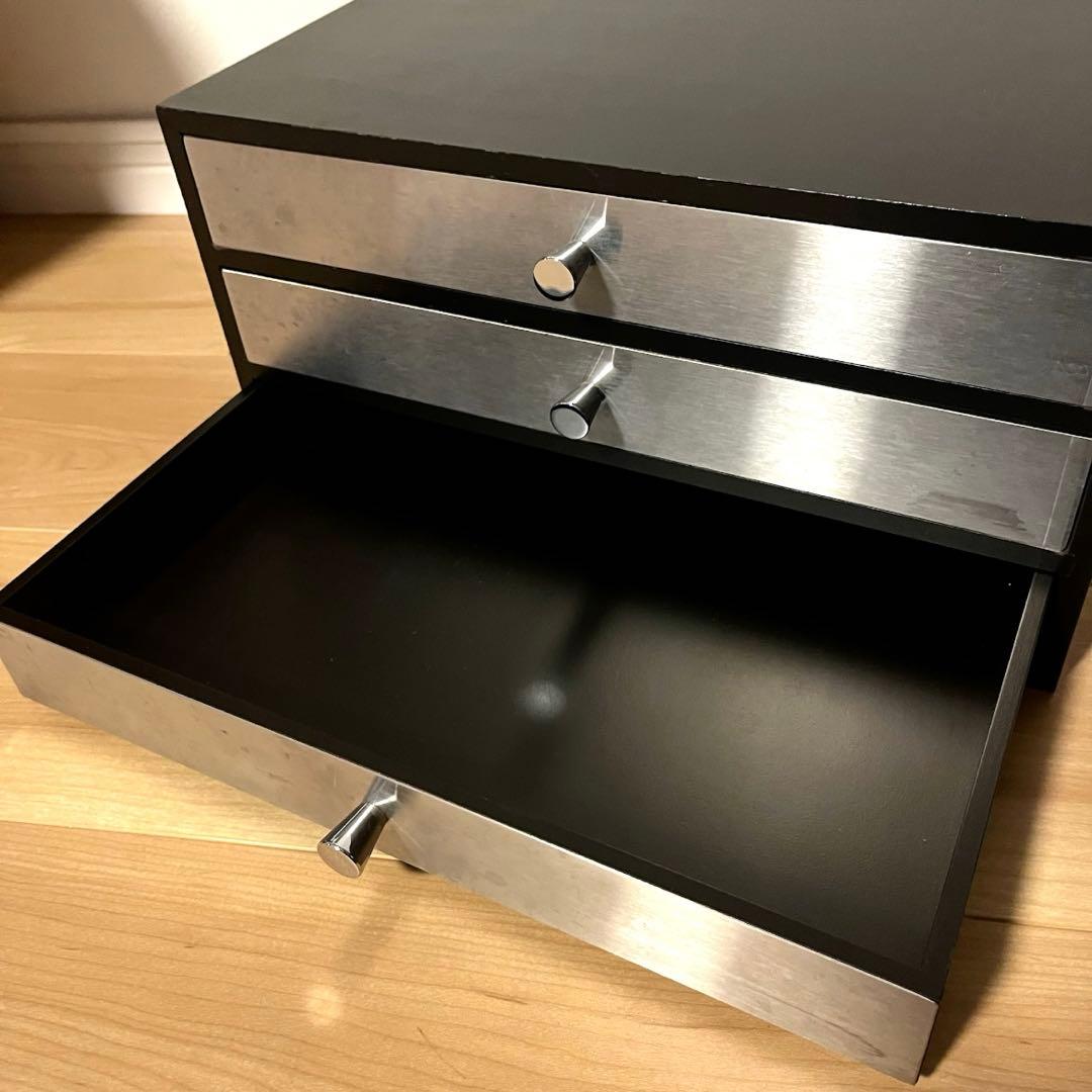 ミッドセンチュリー　3層収納BOX 引き出し式　ステンレス