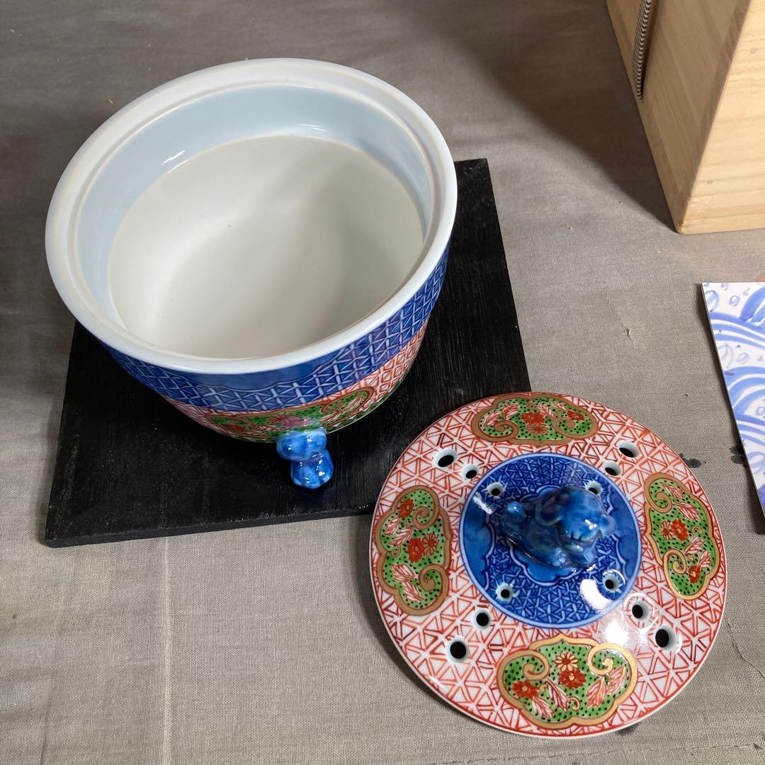 【源右衛門】古伊万里の伝統　日本の名窯　舘林源右衛門作　古伊万里間取亀甲文　香炉