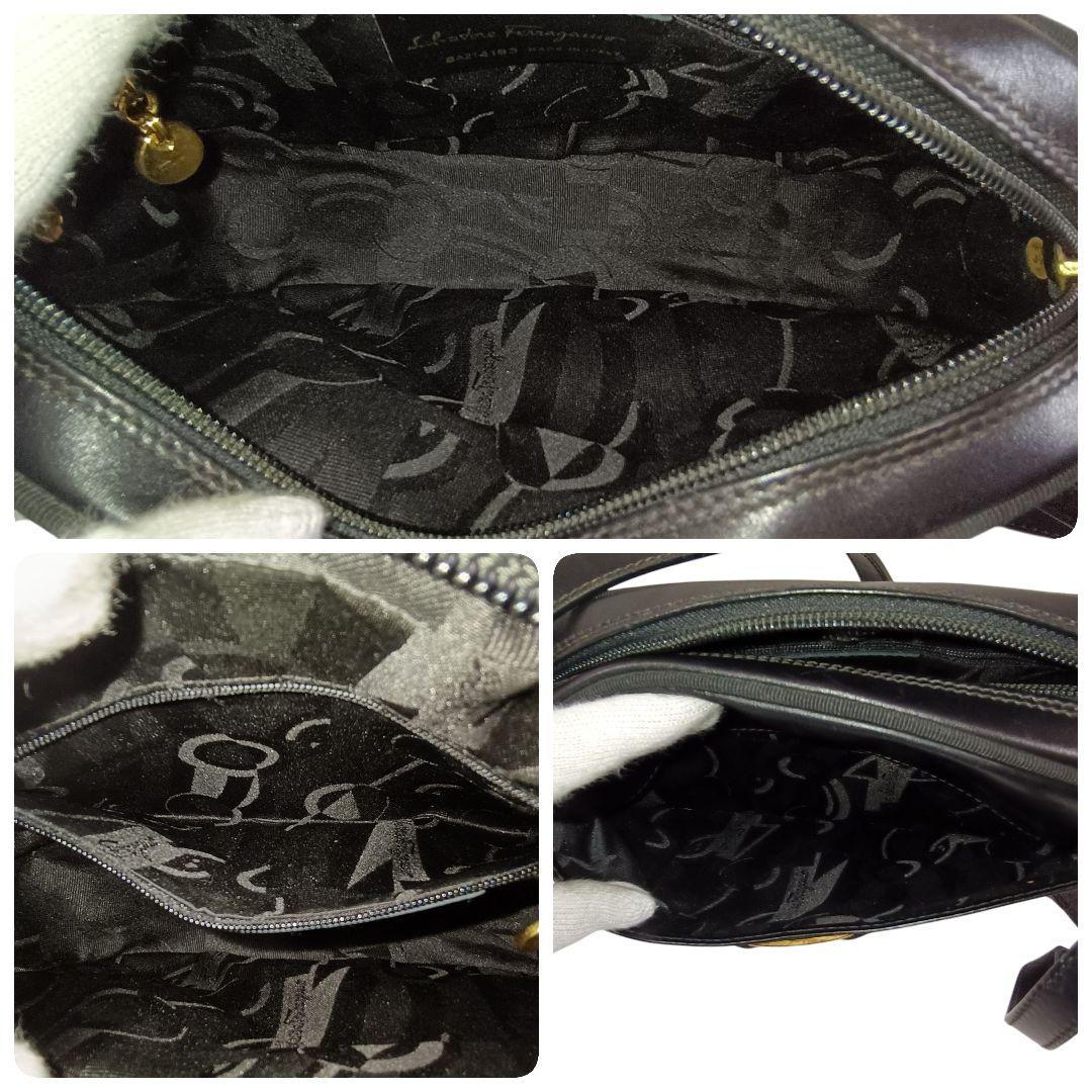 美品 正規品 フェラガモ ショルダーバッグ サコッシュ ヴァラ 斜め掛け 黒 革