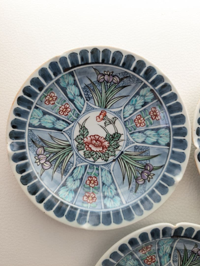 【5客セット】佐藤走破 作 染錦 花文 皿 5.5寸 食器陶器