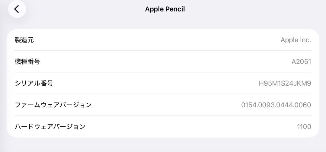 2024年2月購入品　Apple Pencil 第2世代　MU8F2J/A