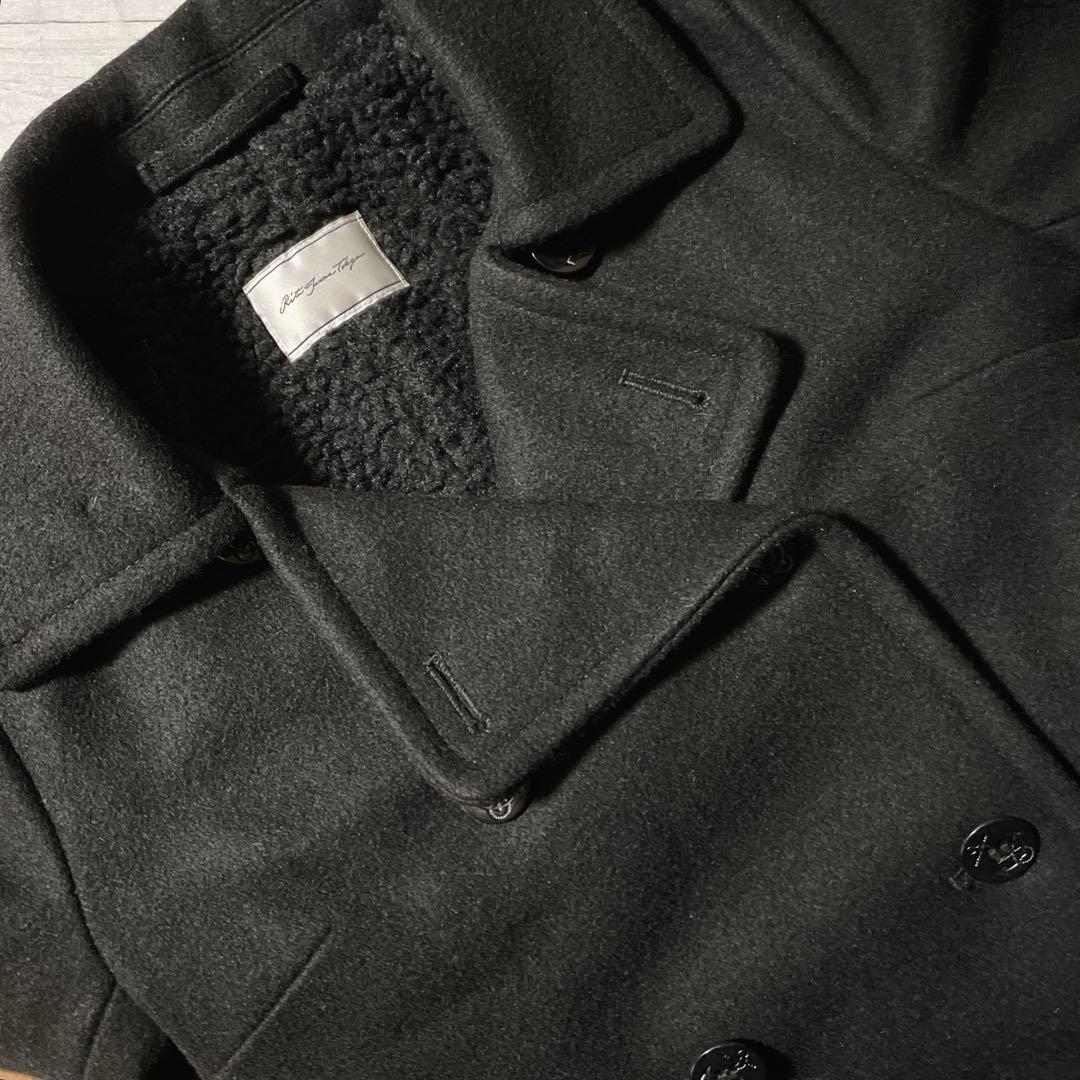 ピーコート 裏地ボア ウール 黒 平成ギャルy2k ダークコア パンク nana