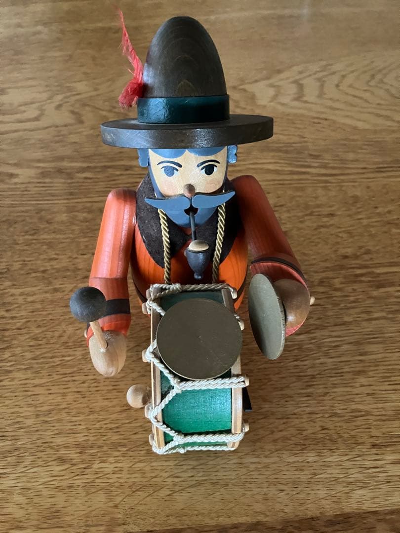 [レア]ドイツ　手作り木製オルゴール付きパイプ人形