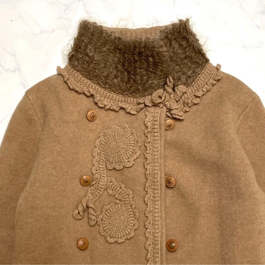 美品 エルマンノ シェルヴィーノ 3Dペイズリー カーディガン アンゴラ42