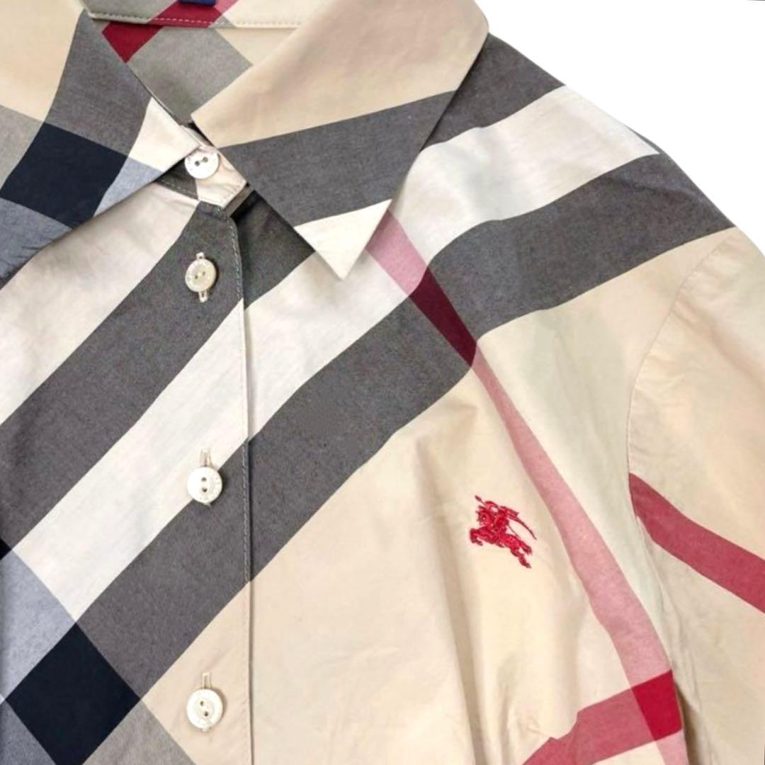 極美品 BURBERRY バーバリー 刺繍ロゴ メガチェック ノバチェックシャ