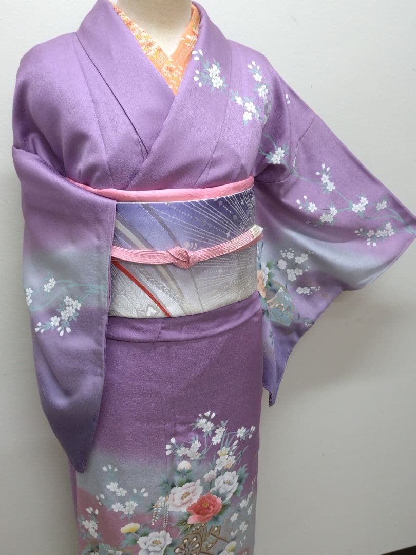 933　半額セール　正絹　未使用・高島屋誂え　紫系　高級訪問着　4点フルセット