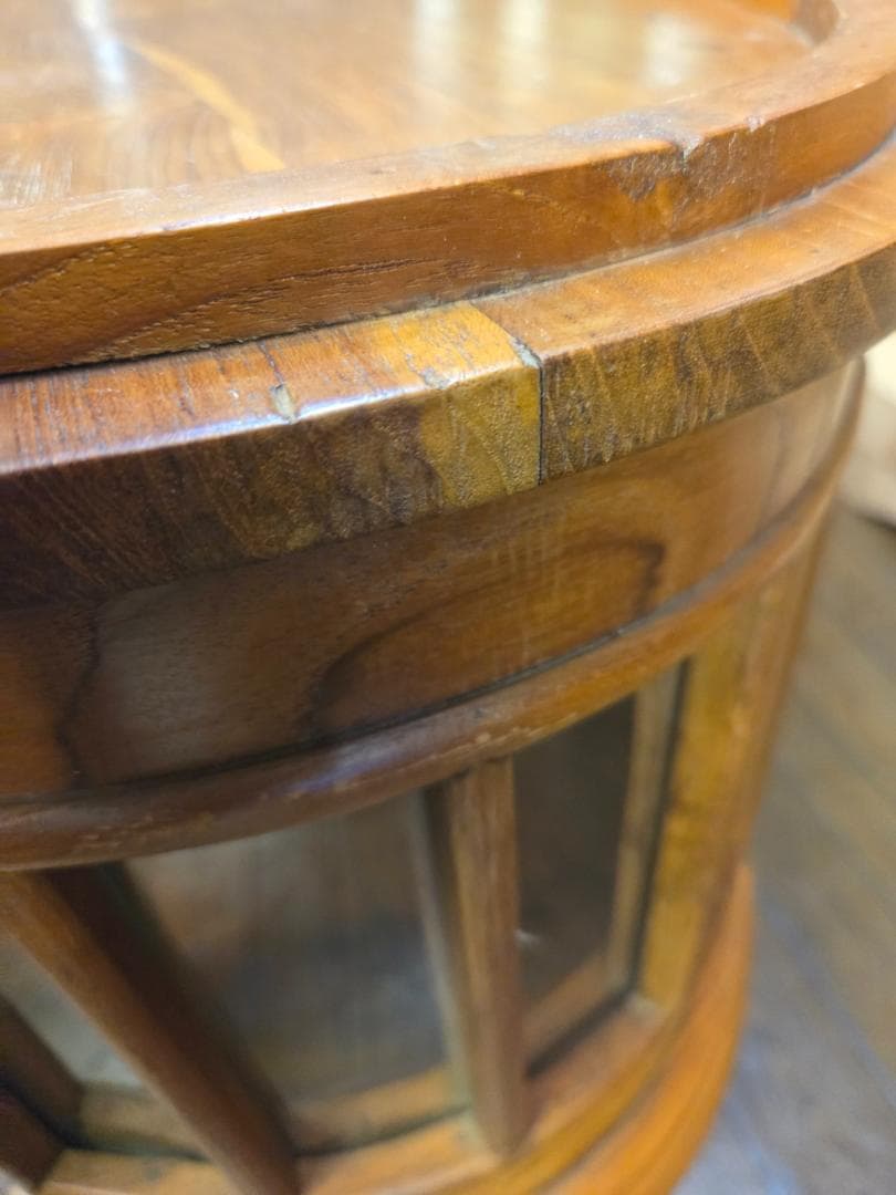 〈たのめる便・現状渡し〉ボトルショーケース 木製収納テーブル