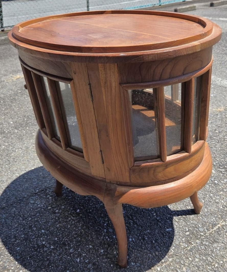 〈たのめる便・現状渡し〉ボトルショーケース 木製収納テーブル