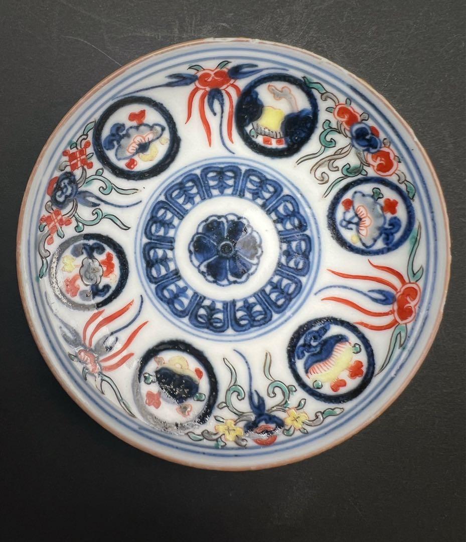 中国美術 古玩 大明嘉靖年製 小皿セット　木箱付き