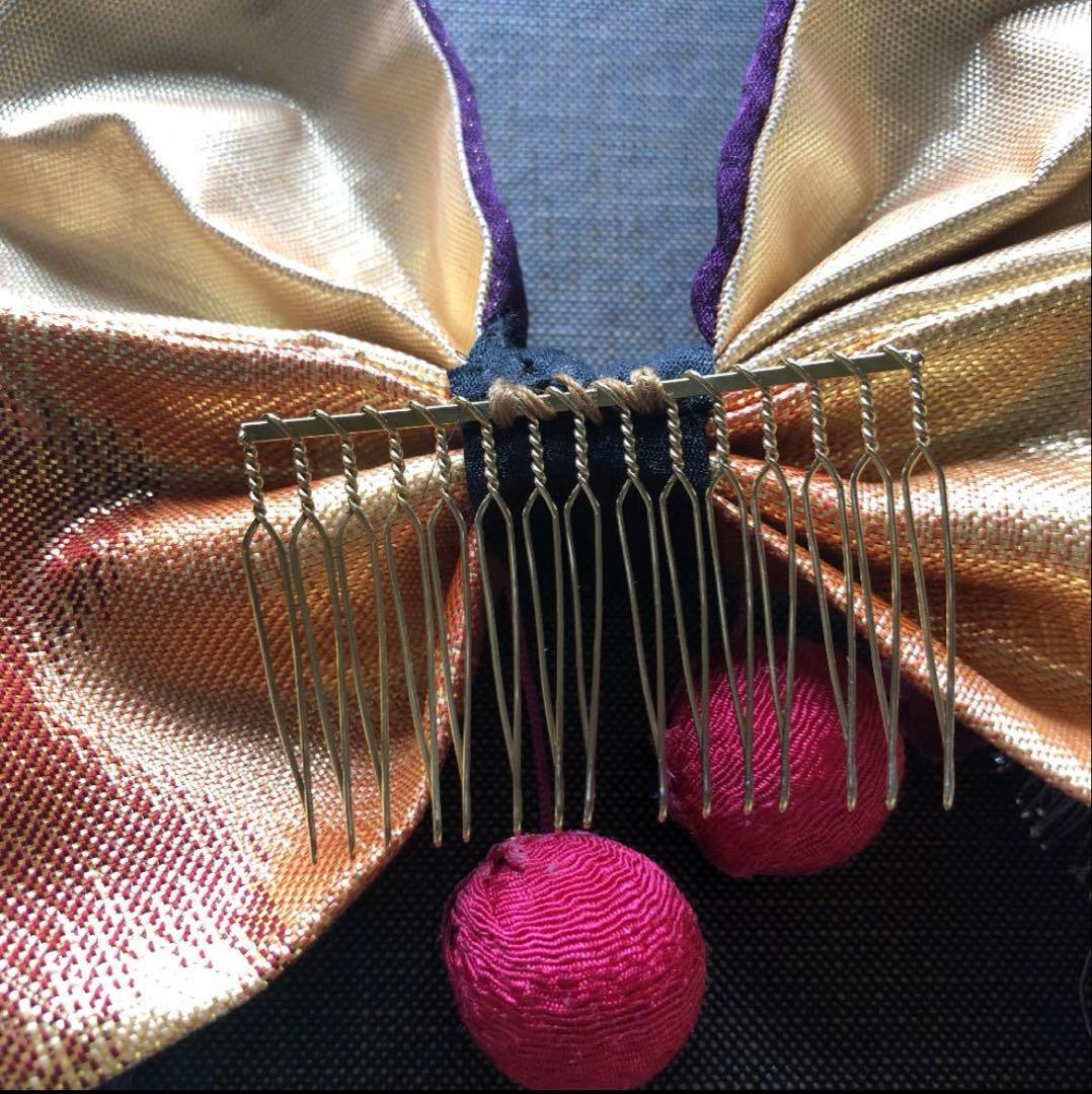 7歳　七五三　着物　結び帯　上げ帯　バッグ　草履　はこせこ　髪飾り　セット