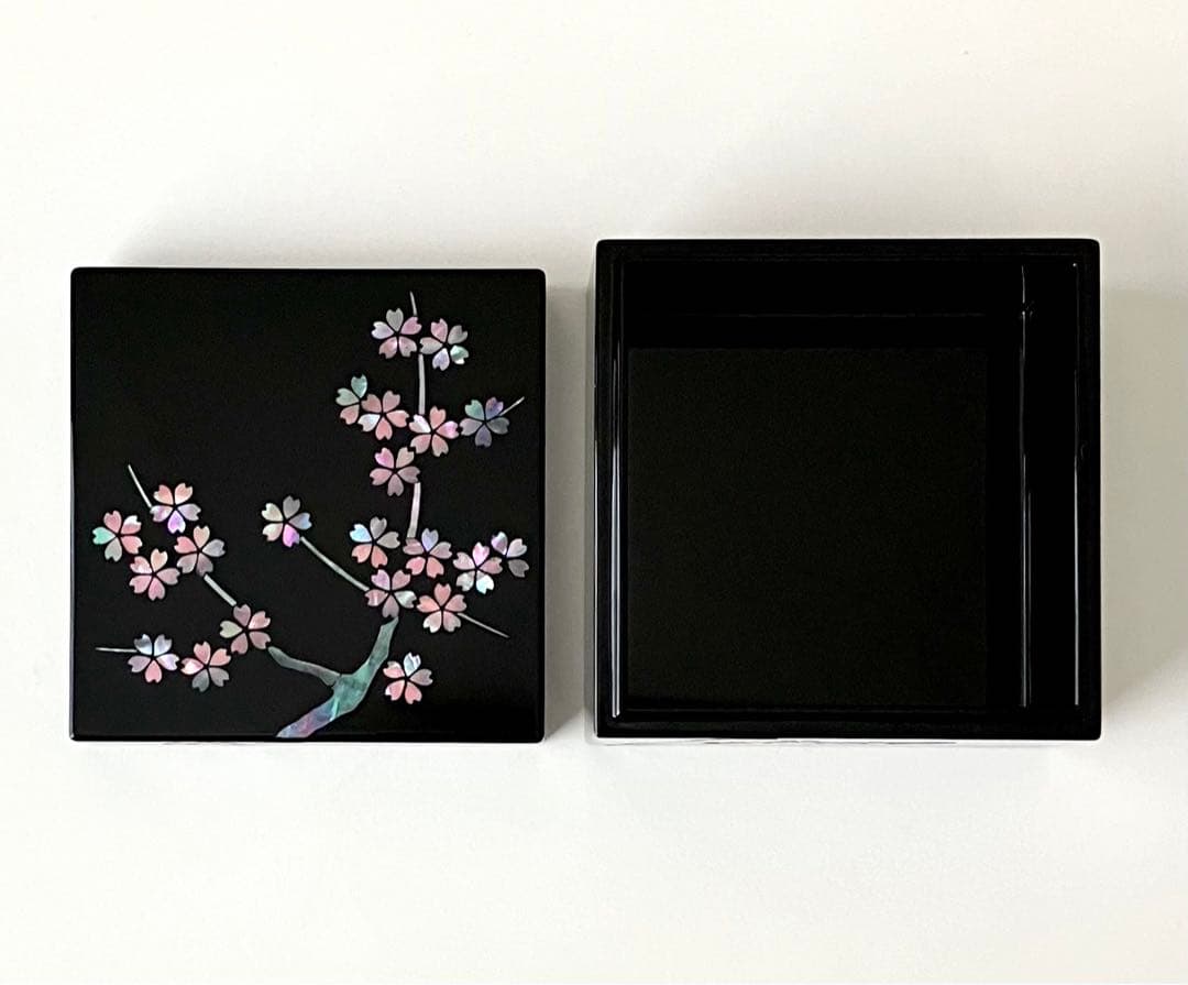 漆器のアソベ 漆器 宝石箱 ジュエリーボックス 小物入れ 桜花 正角