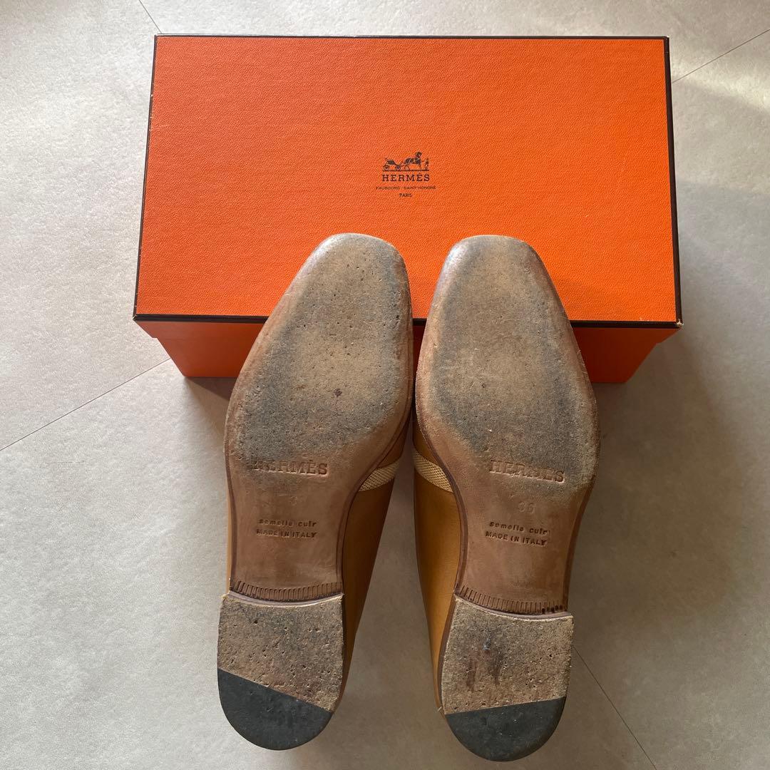 【HERMES 】レザー /革靴/美品/キャメル/36