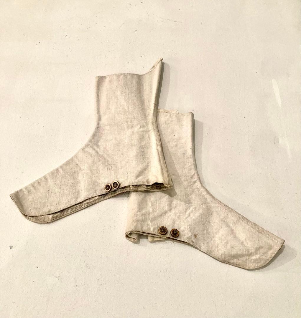 フランスアンティーク 白リネン フットカバー