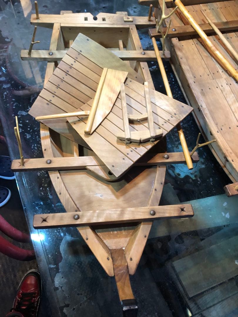 日本 昭和東京羽田 船大工 和船 大小2隻 工芸品 美術品 舟盛 模型 匠