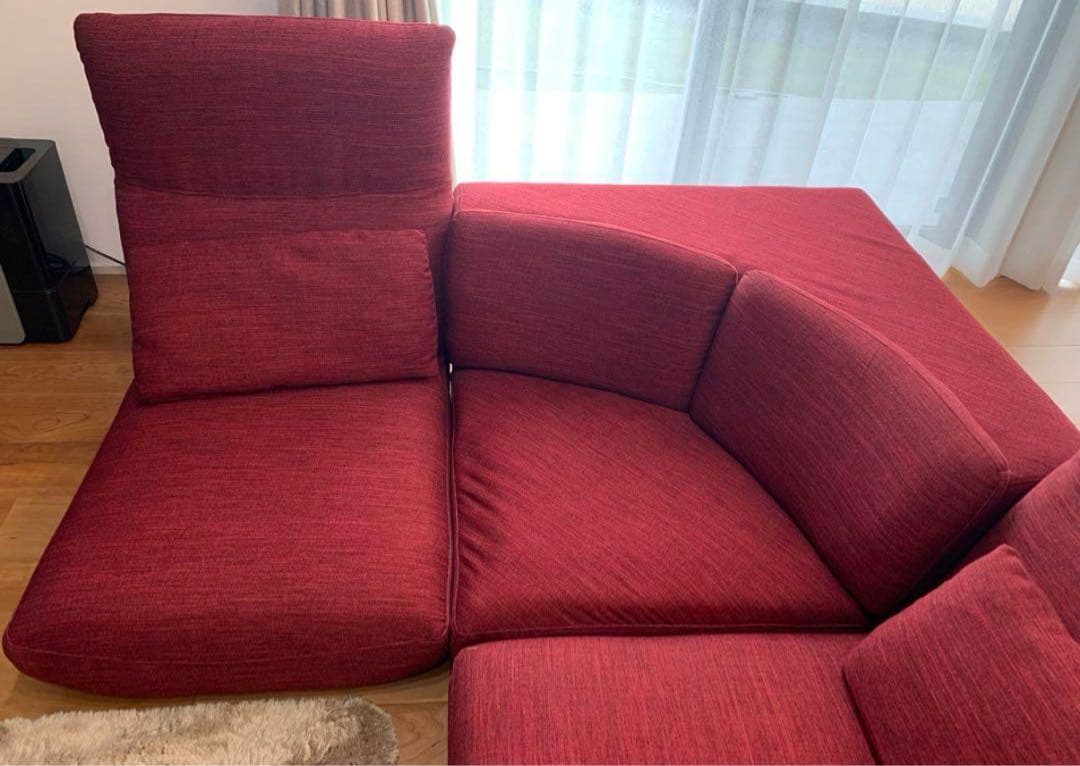 ◉中古美品◉コーナーソファ　L字ソファ　ロータイプ　レッド　東京インテリア