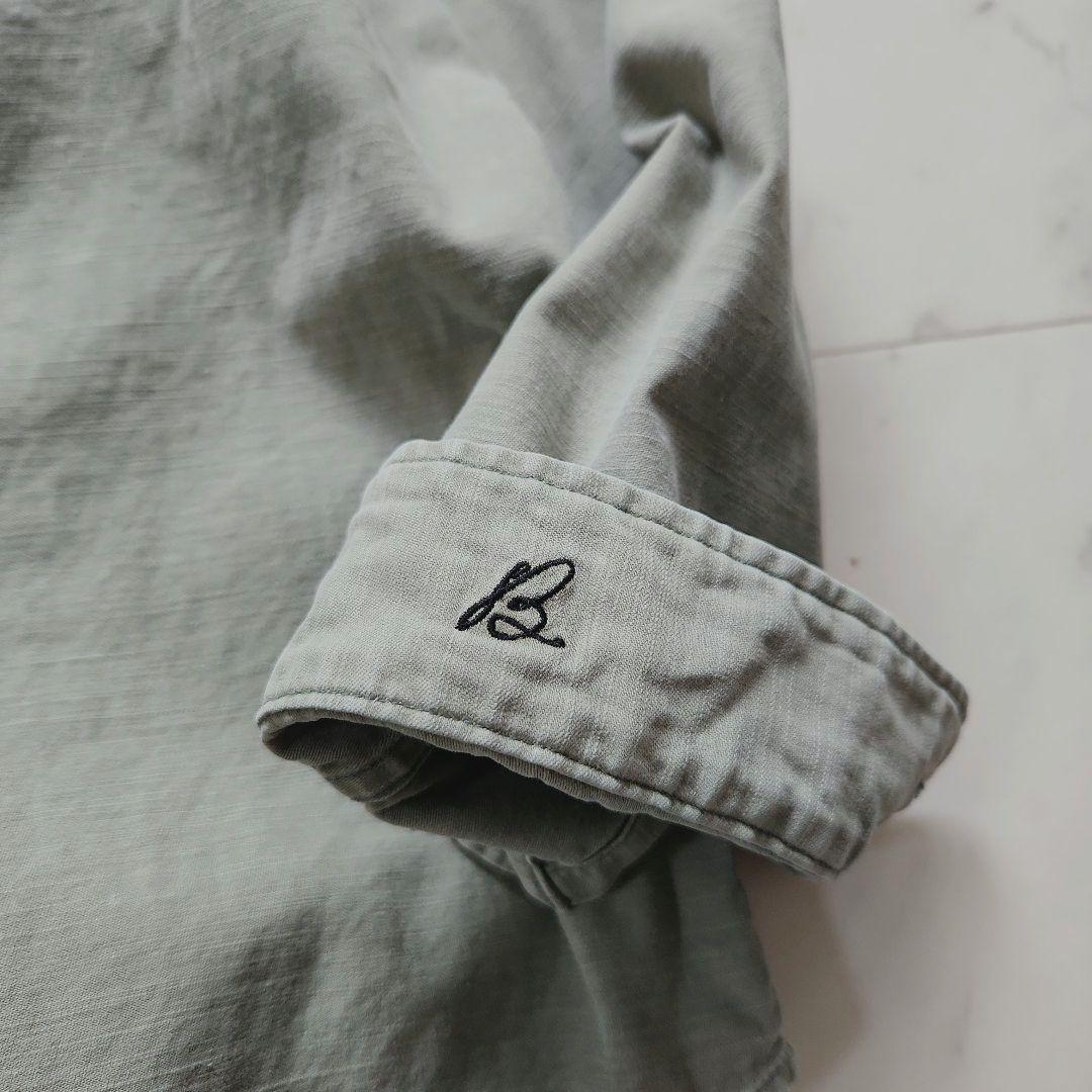 マディソンブルー ハンプトンバックサテン 長袖シャツ カーキ ゆったりめ