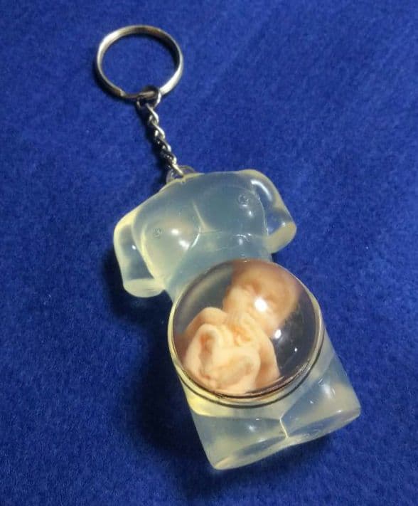 77 極美品 未使用 レア 90s 妊婦 胎児 スケルトン クリア キーホルダー