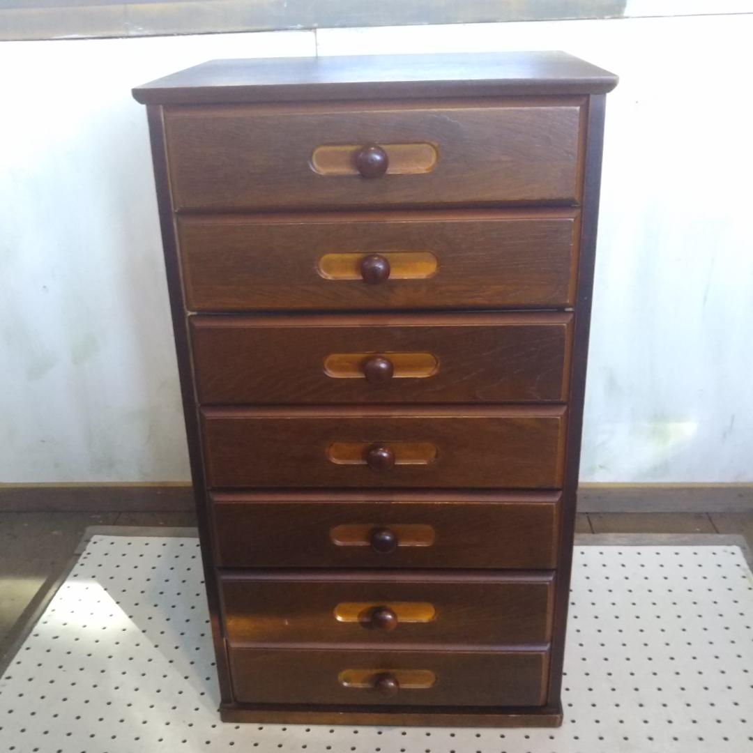 昭和レトロ　書類入れ　引き出し　７段チェスト　収納　小物入れ　木製　アンティーク