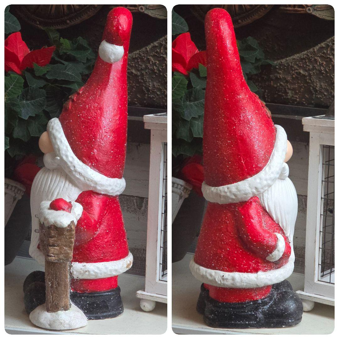 サンタさんよりオシャレな帽子を被った巨大3等身ノームさんのオブジェ・1点物໒꒱