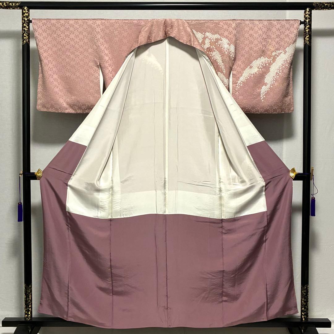 D89 訪問着 絞り 花刺繍 正絹 着物 袷 しつけ糸付き未使用極美品