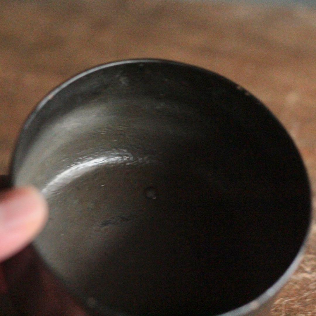 木製 黒茶碗 半筒 茶碗 古道具 アンティーク 茶道具