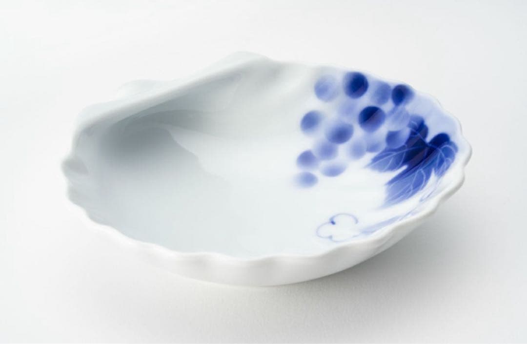 本日セール中【未使用品】深川製磁 ブルーワイナリー 貝型皿 4皿 4枚セット