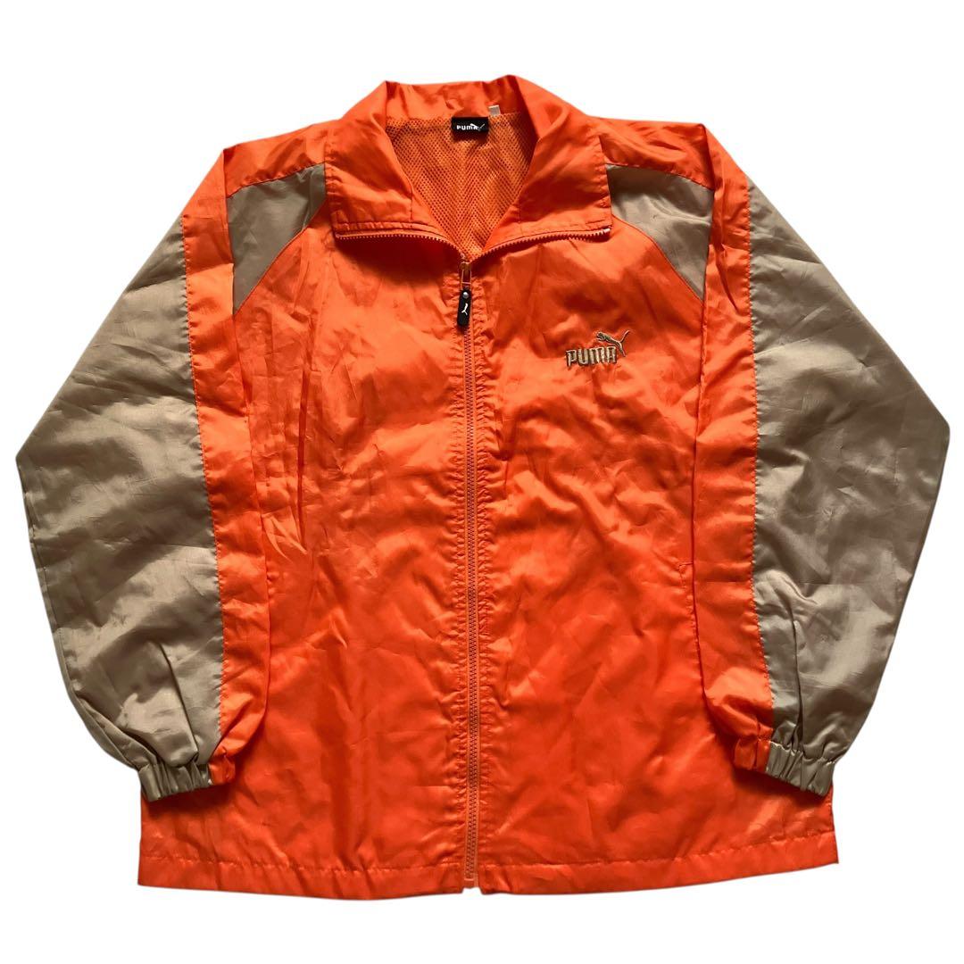 美品90s OLD PUMA オレンジナイロンセットアップ上下 B系HIPHOP