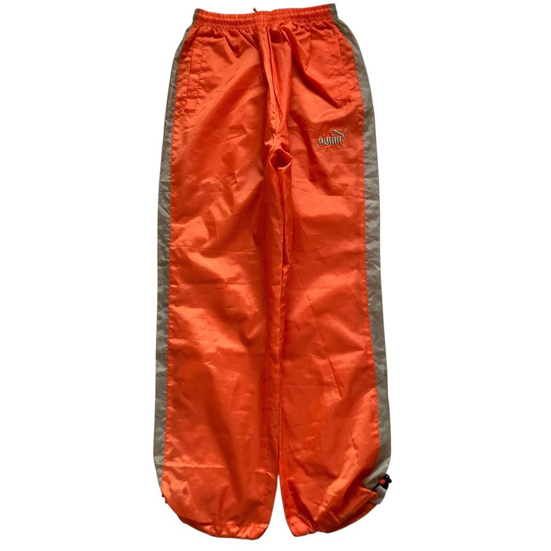 美品90s OLD PUMA オレンジナイロンセットアップ上下 B系HIPHOP