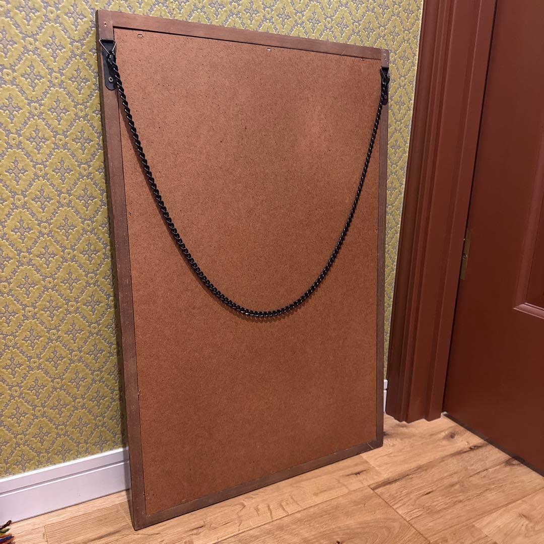 イタリア製 チーク材 ウォールミラー 壁掛け鏡 アンティーク ヴィンテージ