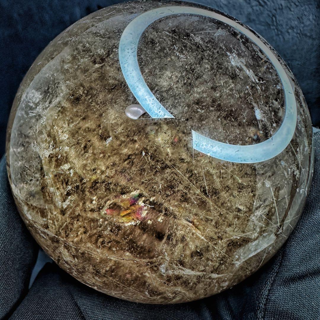 別格高級品❗️虹入り☆スモーキー チルクォーツ 丸玉パワーストーン天然石A1074