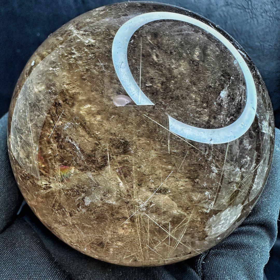 別格高級品❗️虹入り☆スモーキー チルクォーツ 丸玉パワーストーン天然石A1074