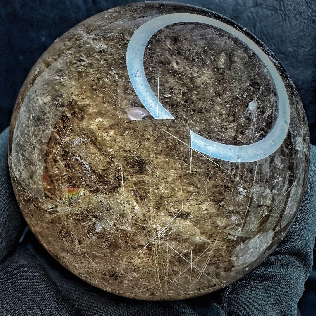 別格高級品❗️虹入り☆スモーキー チルクォーツ 丸玉パワーストーン天然石A1074