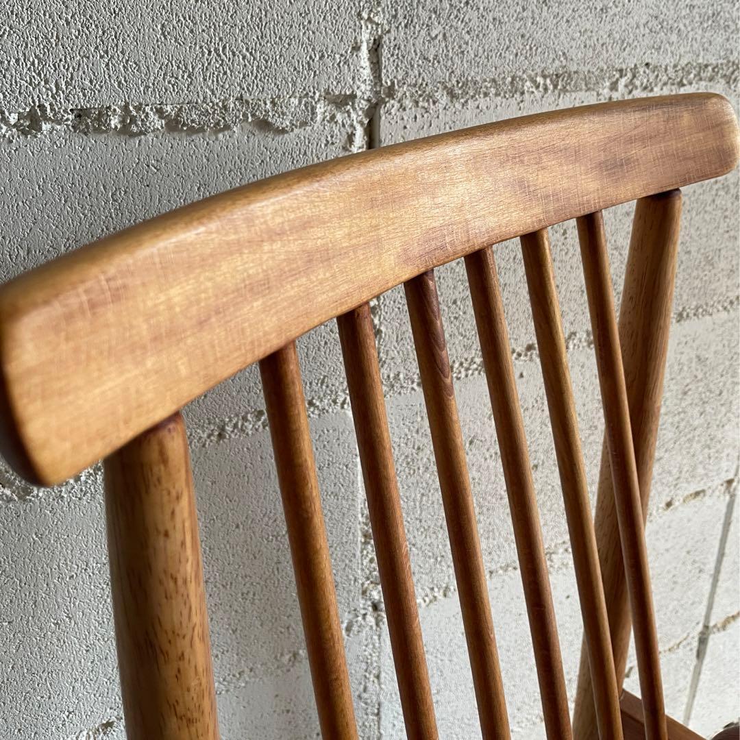 IKEDA 池田木工　ダイニングチェア　本革シボレザー張　昭和レトロ　天然木無垢