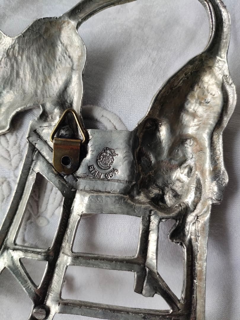 希少　フランスヴィンテージ　猫ちゃんフック　ピューター　アンティーク