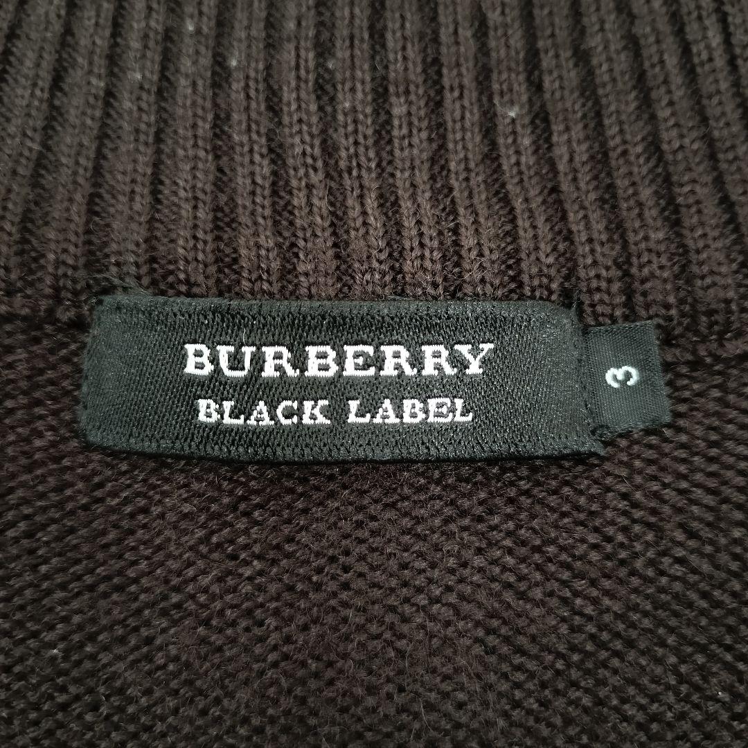 バーバリー ブラックレーベル ジップアップ　ニット ノバチェック ブラウン