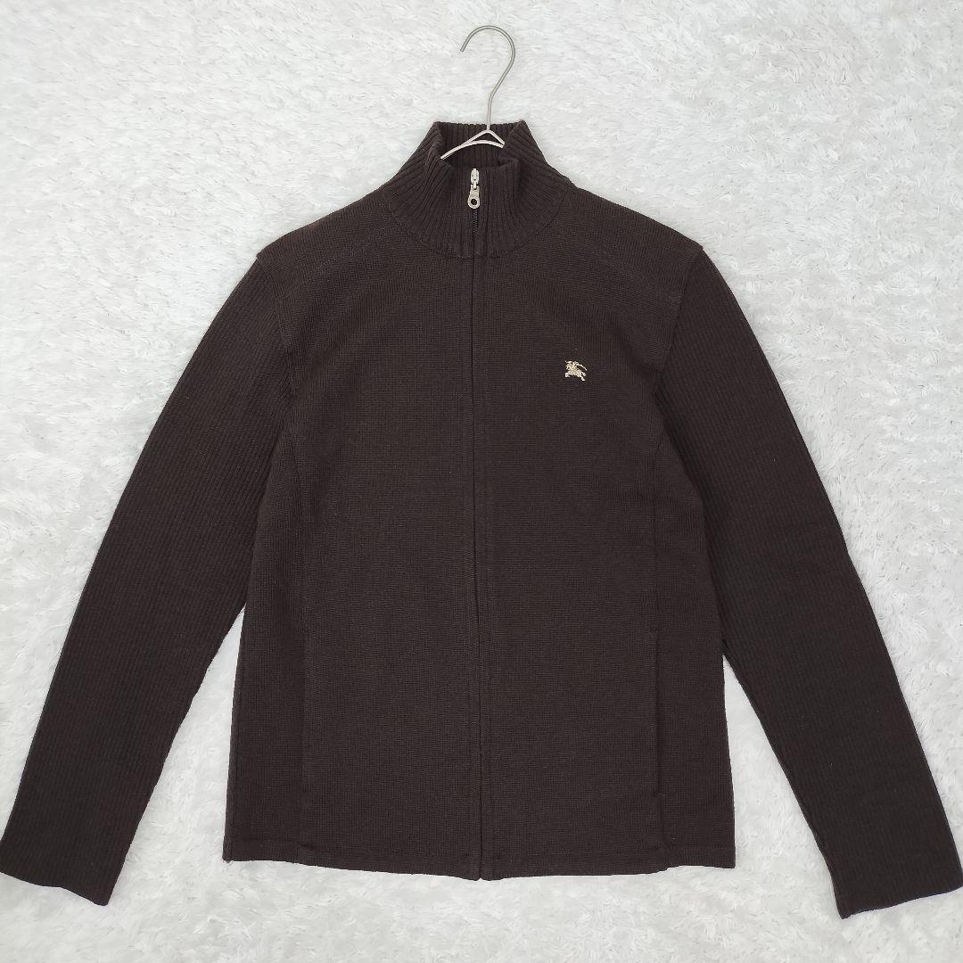 バーバリー ブラックレーベル ジップアップ　ニット ノバチェック ブラウン