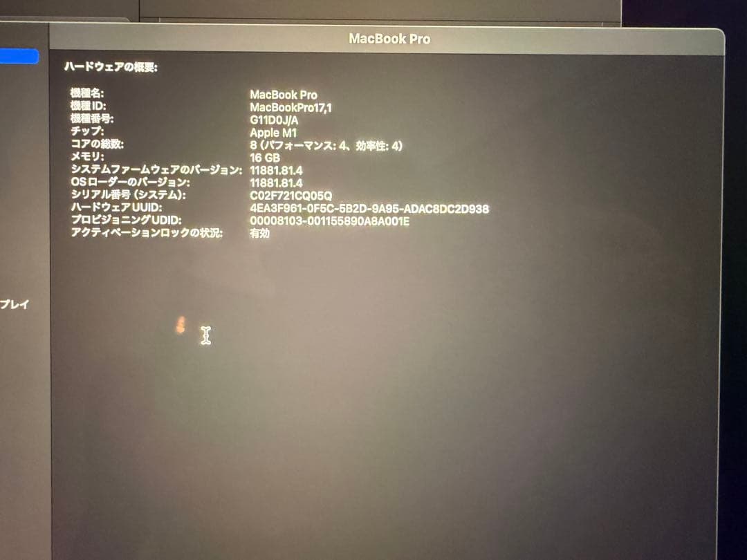 MacBook Pro M1 13 インチ 16GB/256GB シルバー