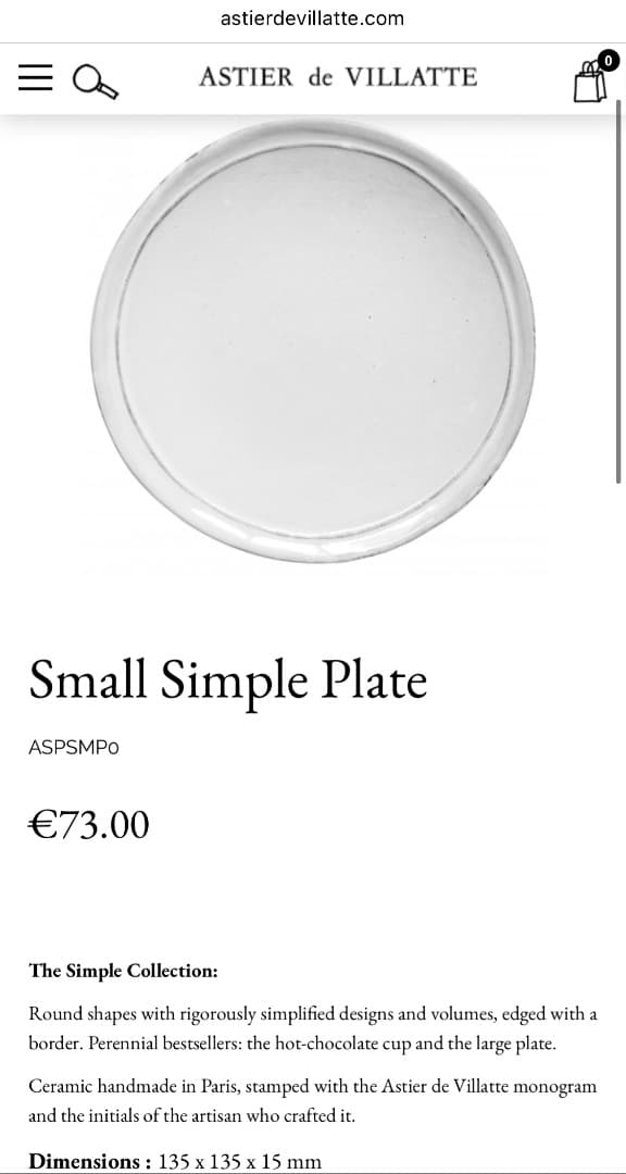 アスティエ・ド・ヴィラット ASTIER de VILLATTE 約14cm