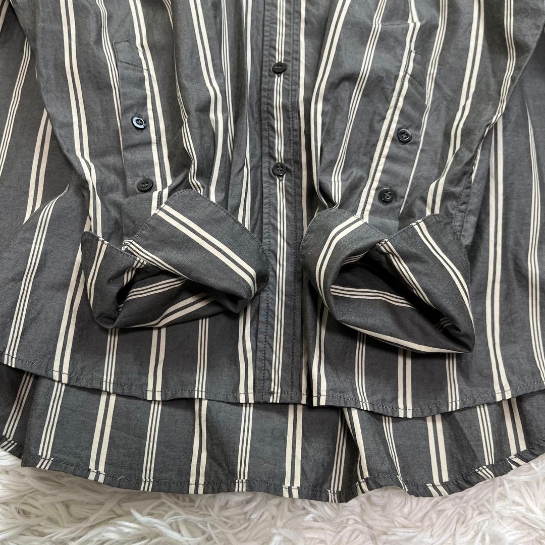 todayful ストライプオーバーシャツ チャコールグレー