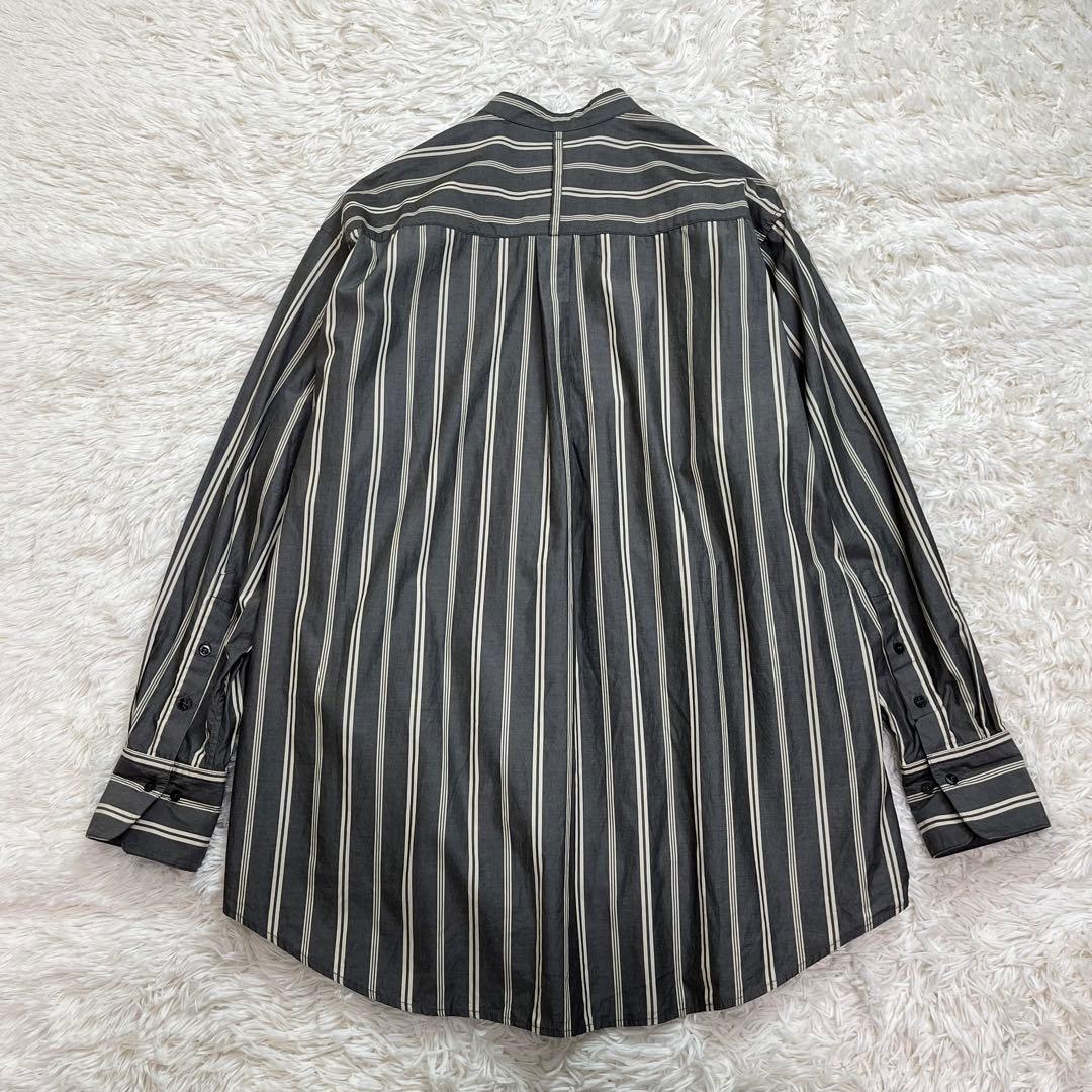 todayful ストライプオーバーシャツ チャコールグレー