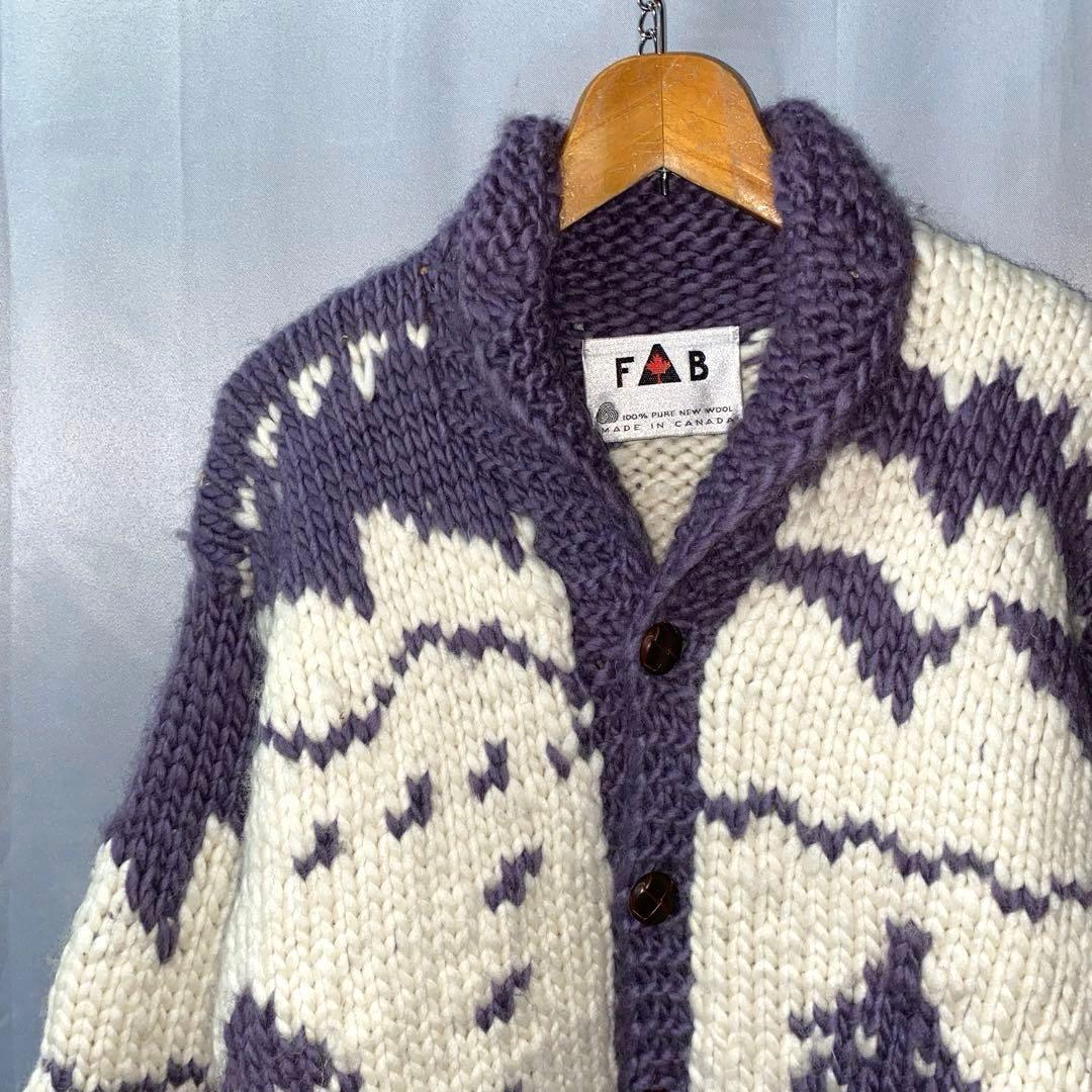 FAB 白熊　シロクマ　カナディアン　カウチン　ニット　セーター　カナダ製