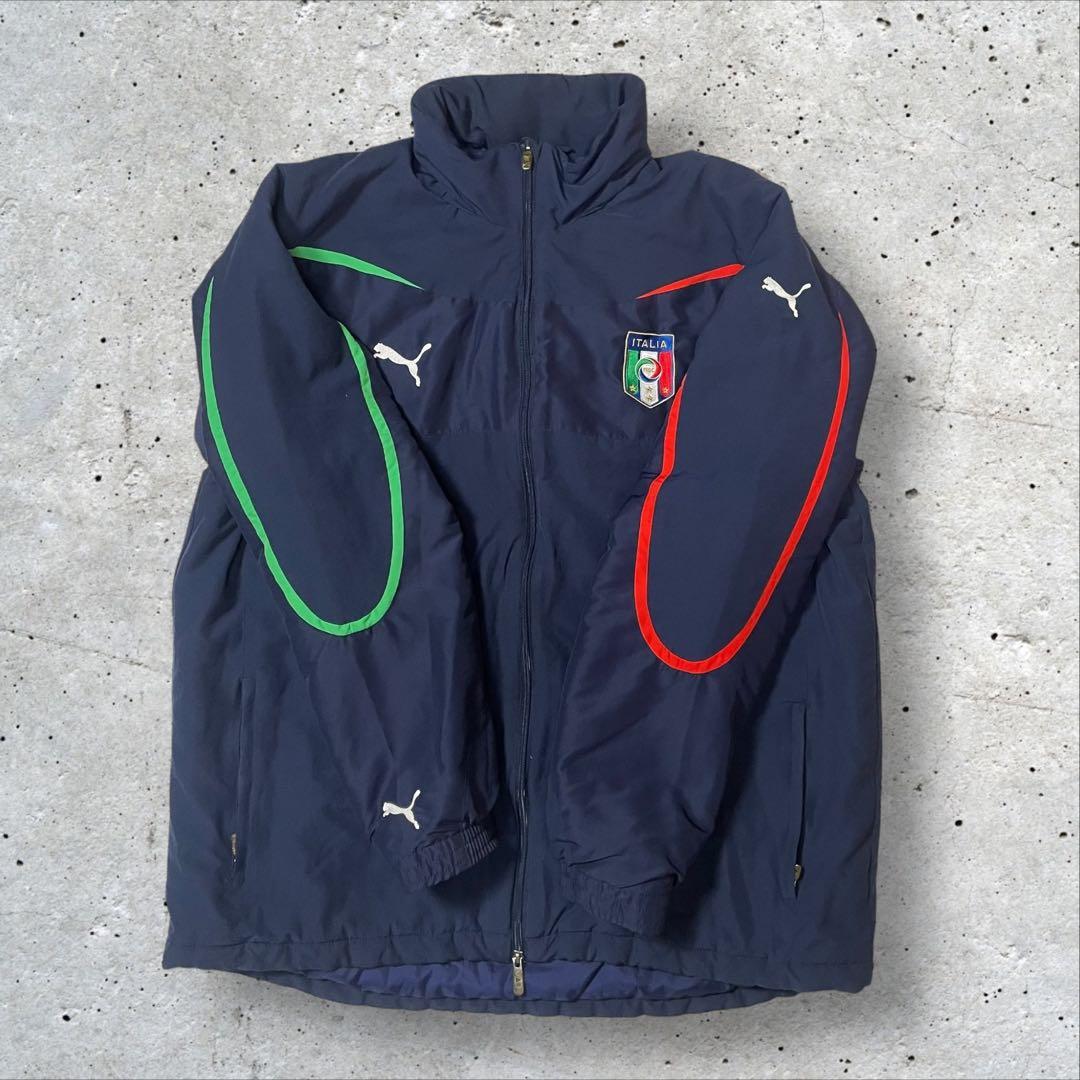 PUMA イタリア代表 06W杯後黄金期中綿フードIN刺繍ロゴジャケット XL紺