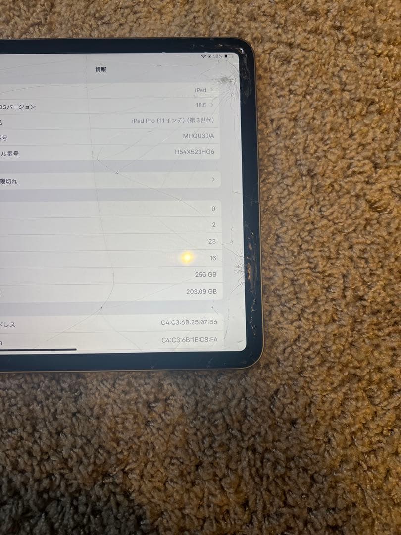 iPad Pro 第三世代 11インチ 256GB バッテリー最大容量100%