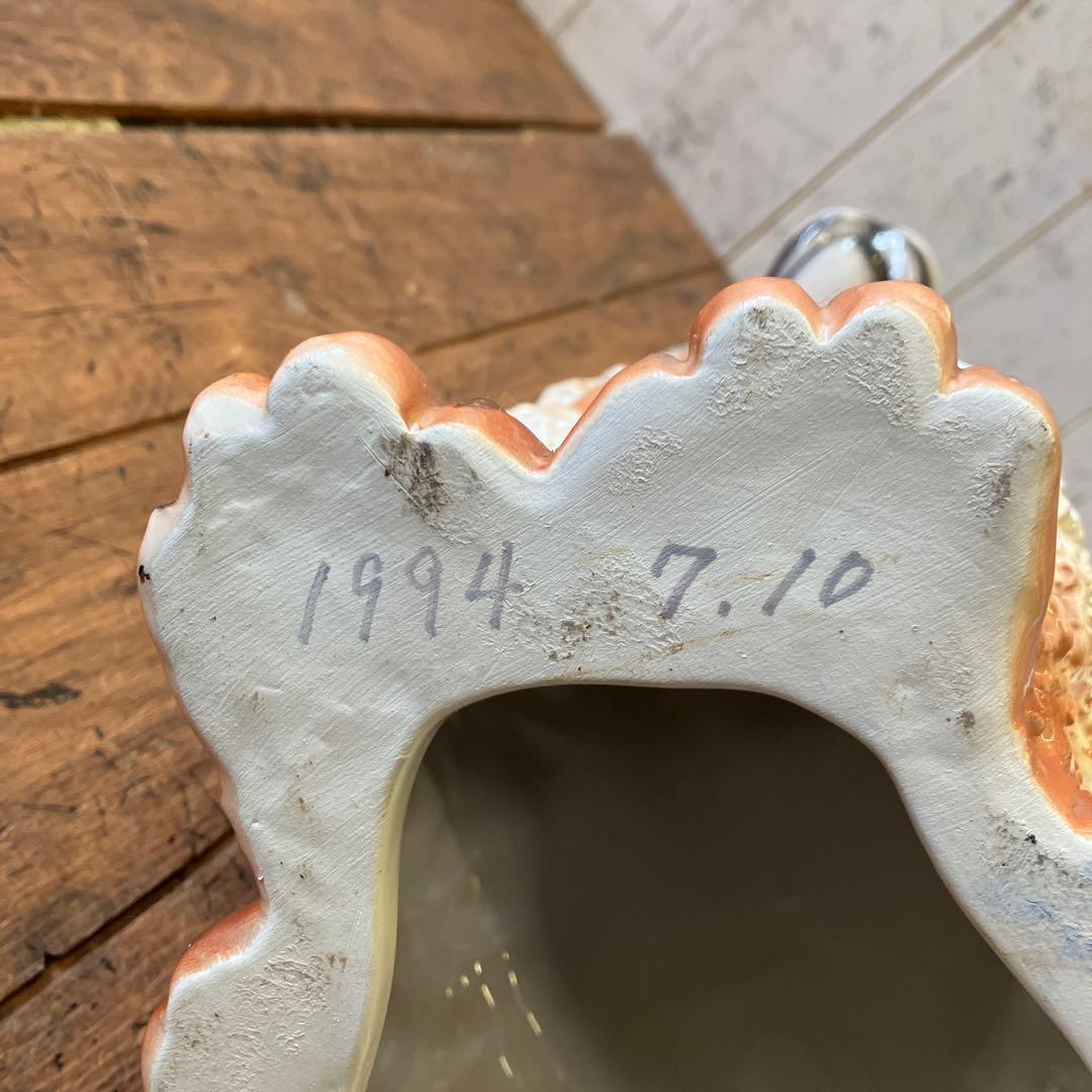 陶器製 プードル 庭 オーナメント 置物 動物 装飾 鑑賞 犬の置物 90年代